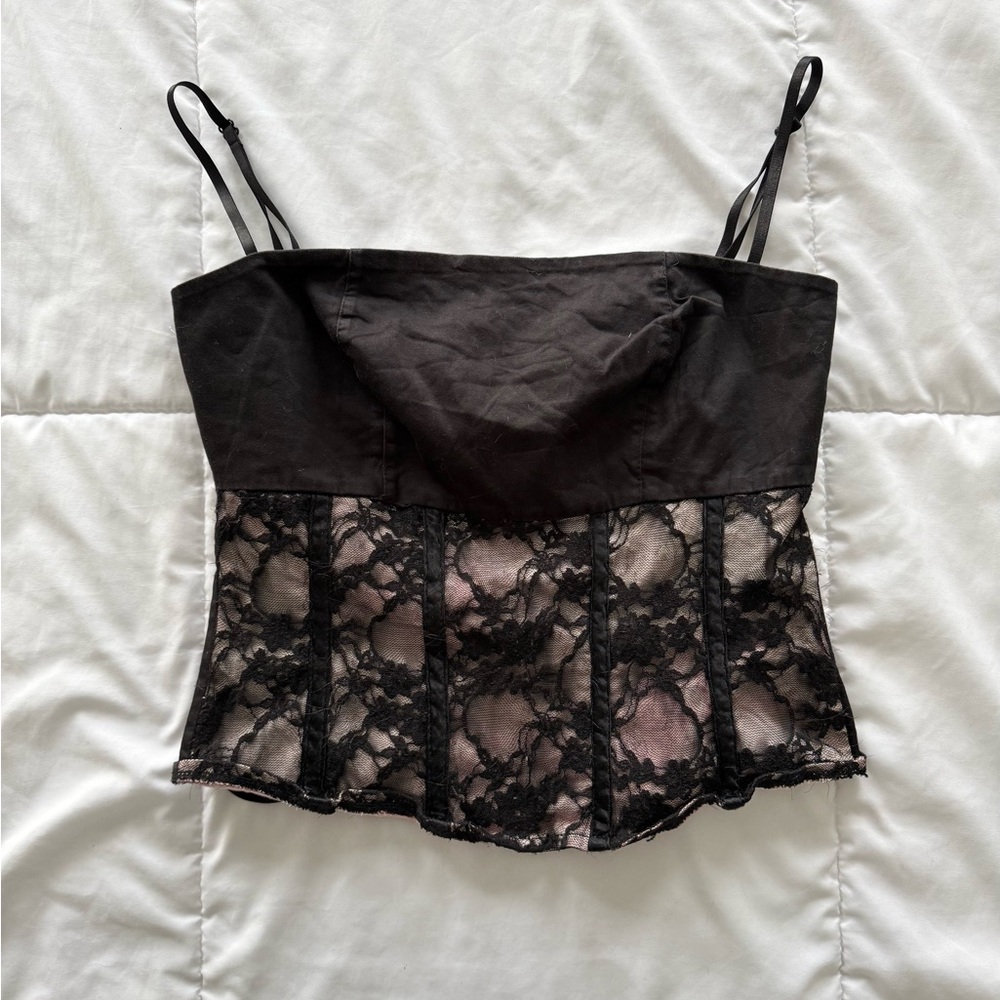 Rinascimento black and pink lace corset - Picture 1 of 7